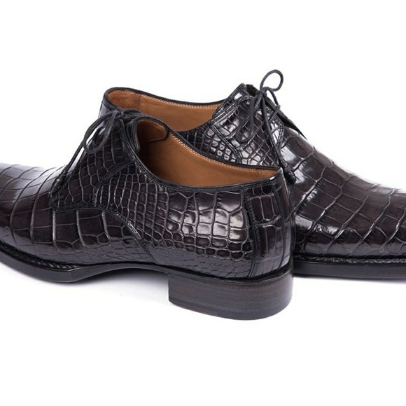 Paul Parkman Black Genuine Crocodile Derby Shoes f main image 5